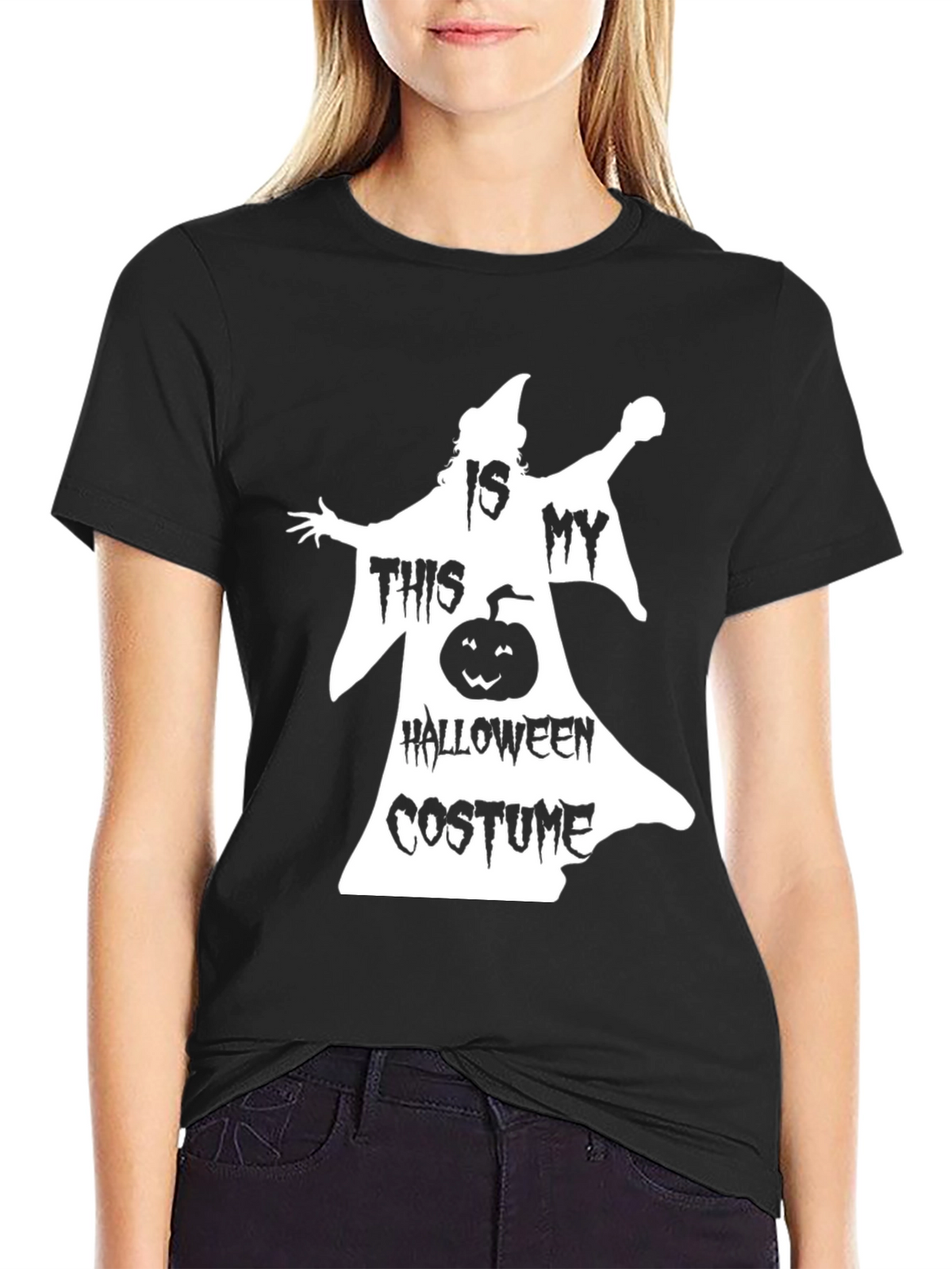 Halloween Costume T-Shirt - Spooky Pumpkin Ghost Design