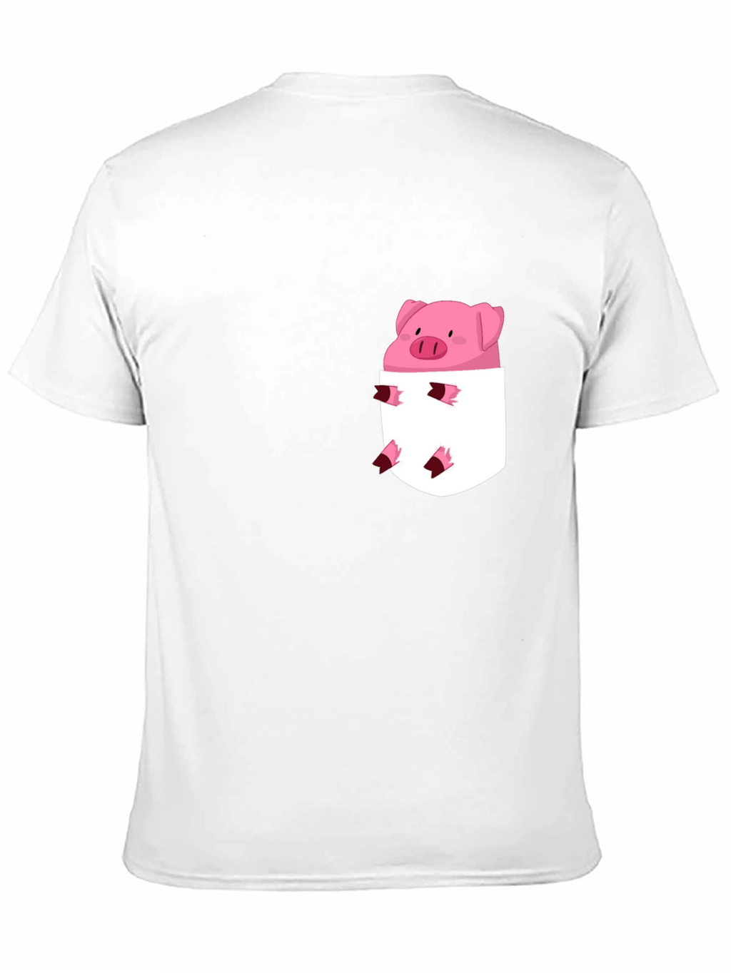 Cute Pig in Pocket Black T-Shirt
