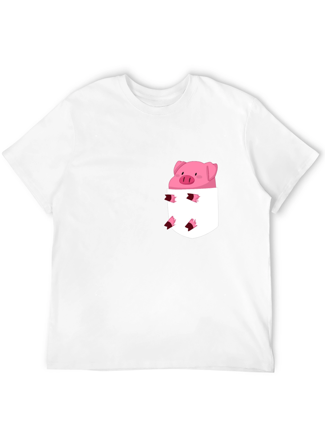 Cute Pig in Pocket Black T-Shirt