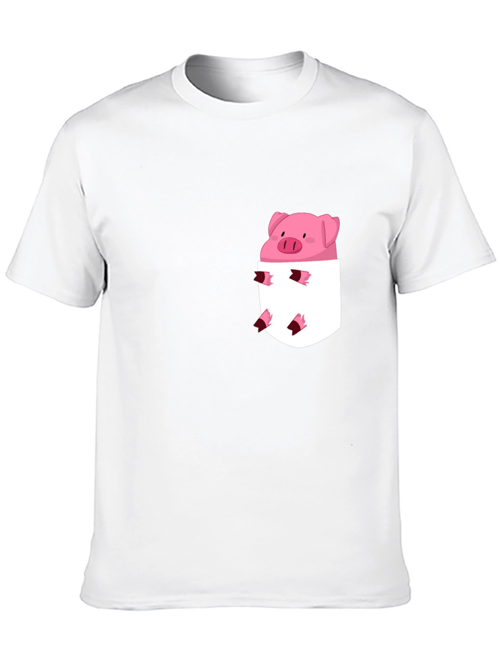 Cute Pig in Pocket Black T-Shirt