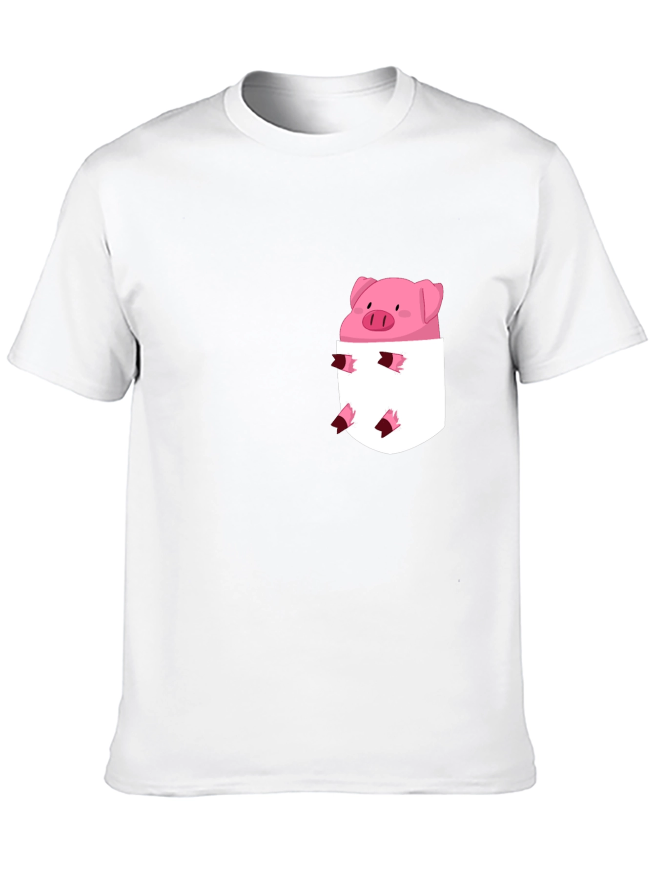 Cute Pig in Pocket Black T-Shirt