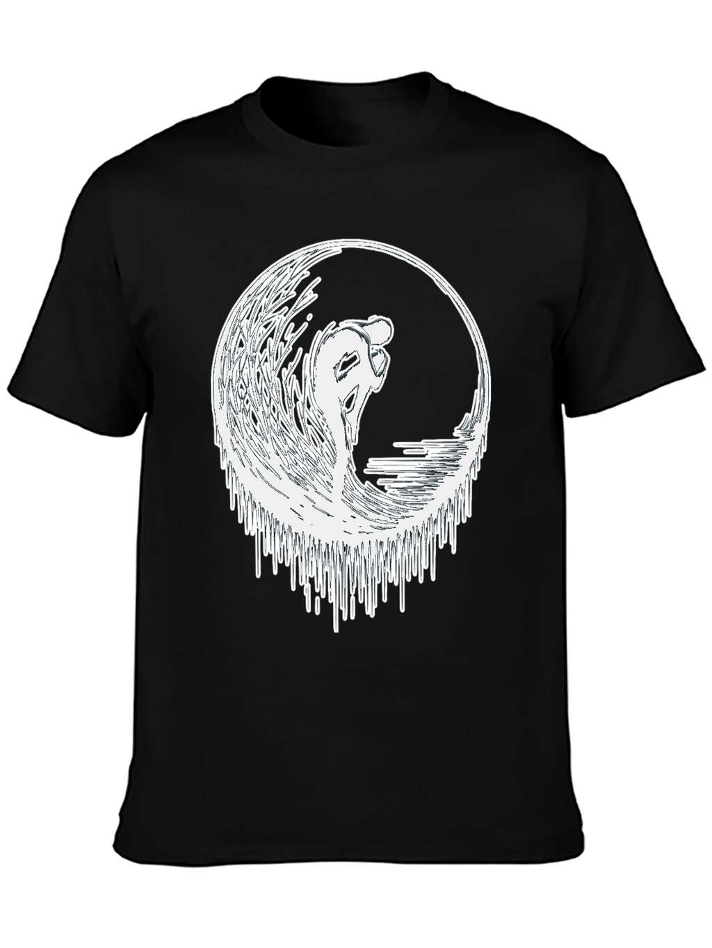 Surfing Wave Graphic Tee - Black