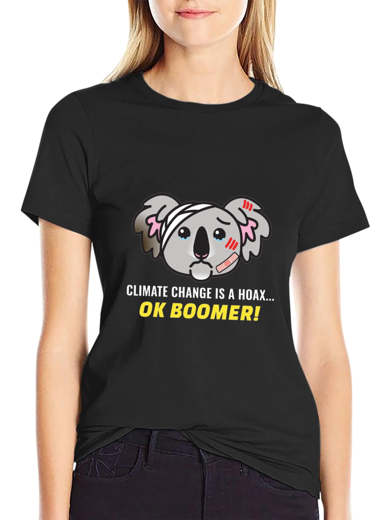 Climate Change Hoax Koala Graphic T-Shirt