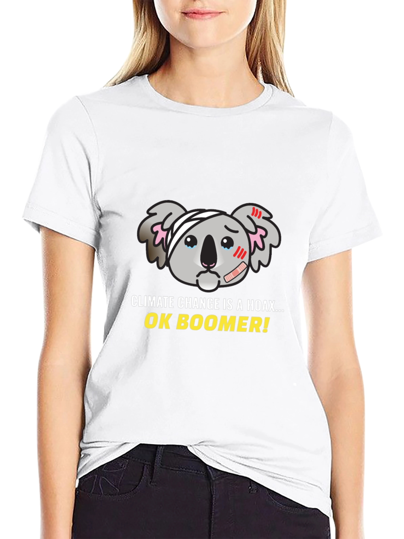 Climate Change Hoax Koala Graphic T-Shirt