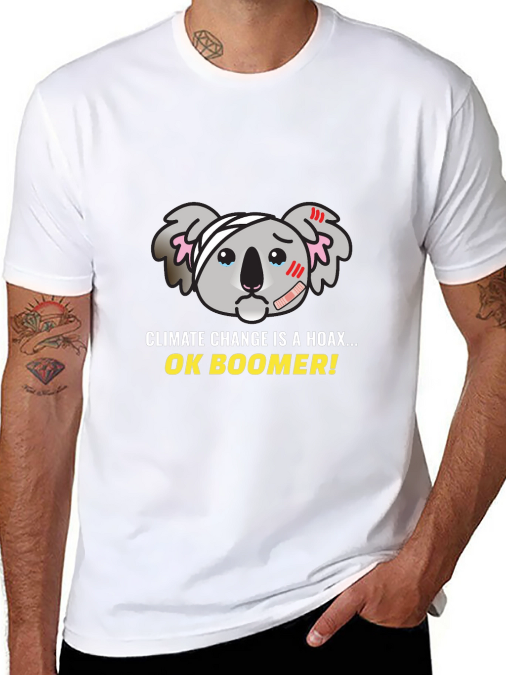 Climate Change Hoax Koala Graphic T-Shirt