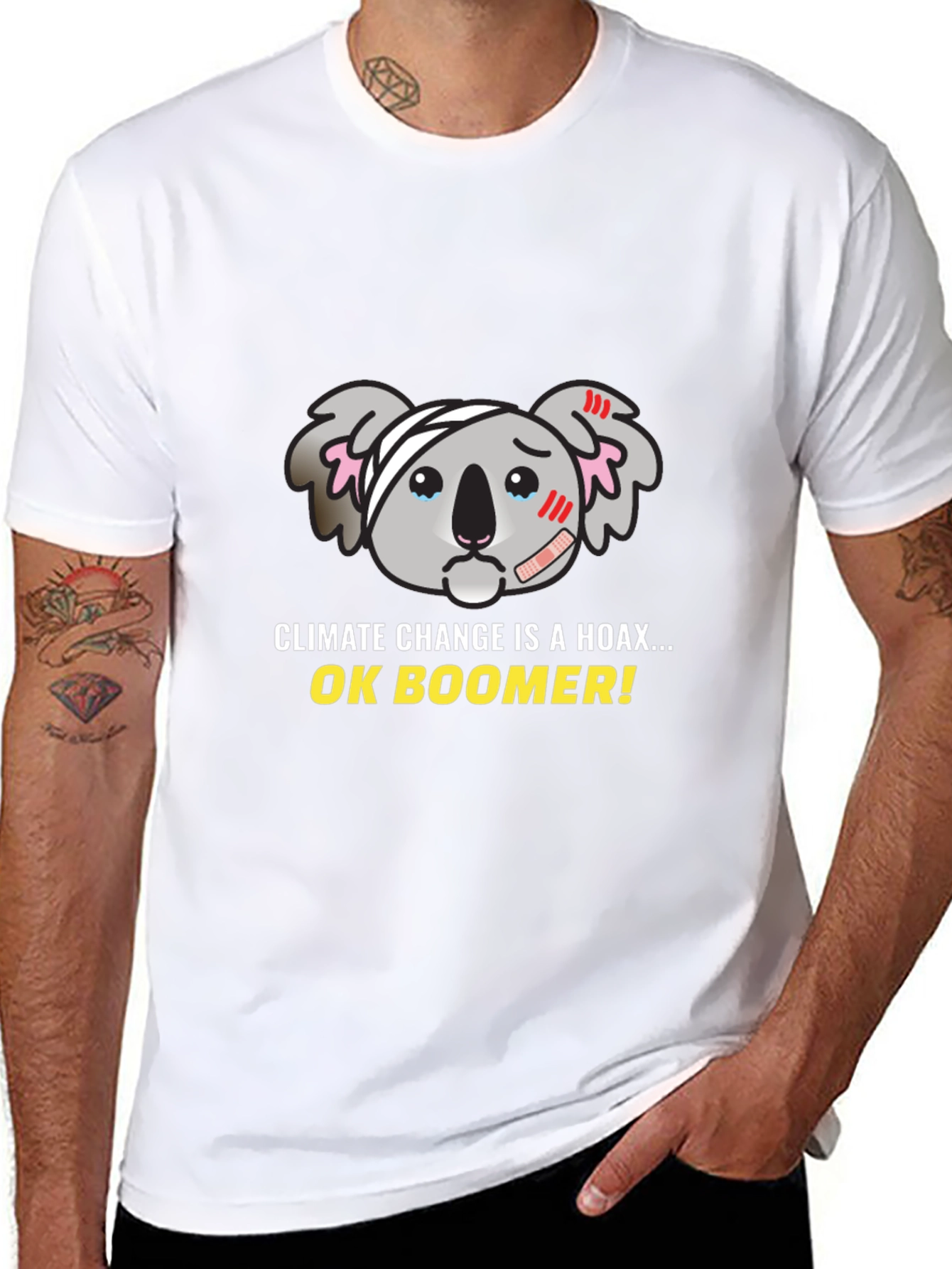 Climate Change Hoax Koala Graphic T-Shirt