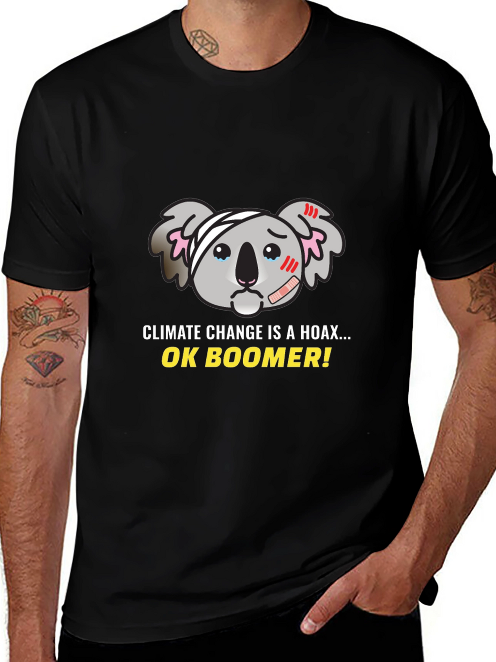 Climate Change Hoax Koala Graphic T-Shirt