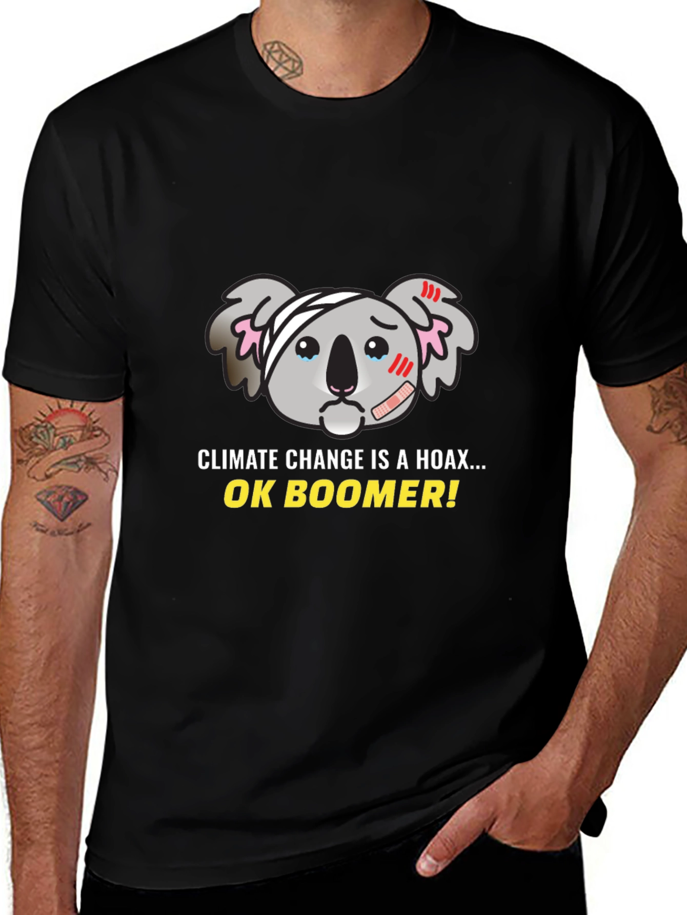 Climate Change Hoax Koala Graphic T-Shirt