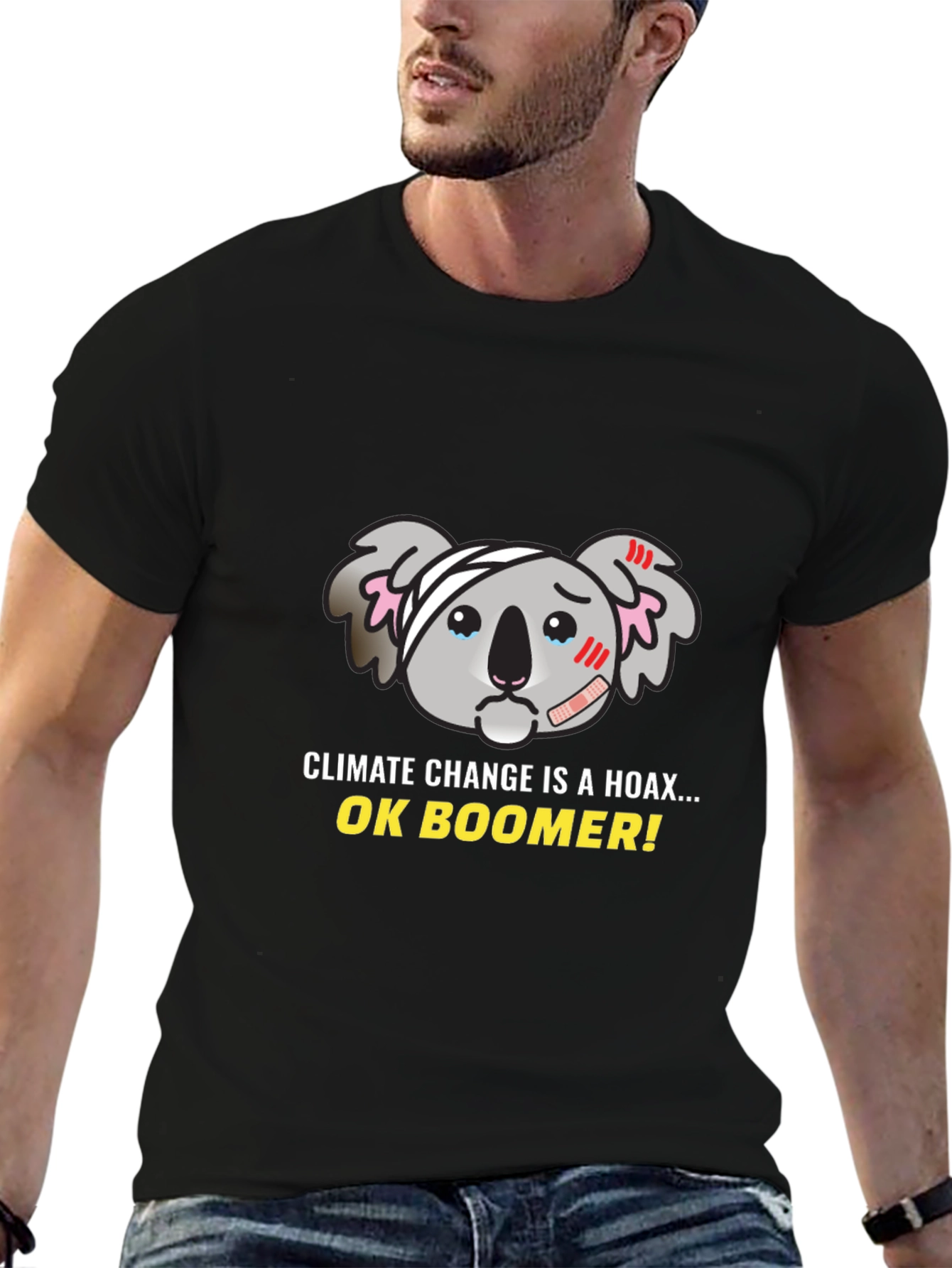 Climate Change Hoax Koala Graphic T-Shirt