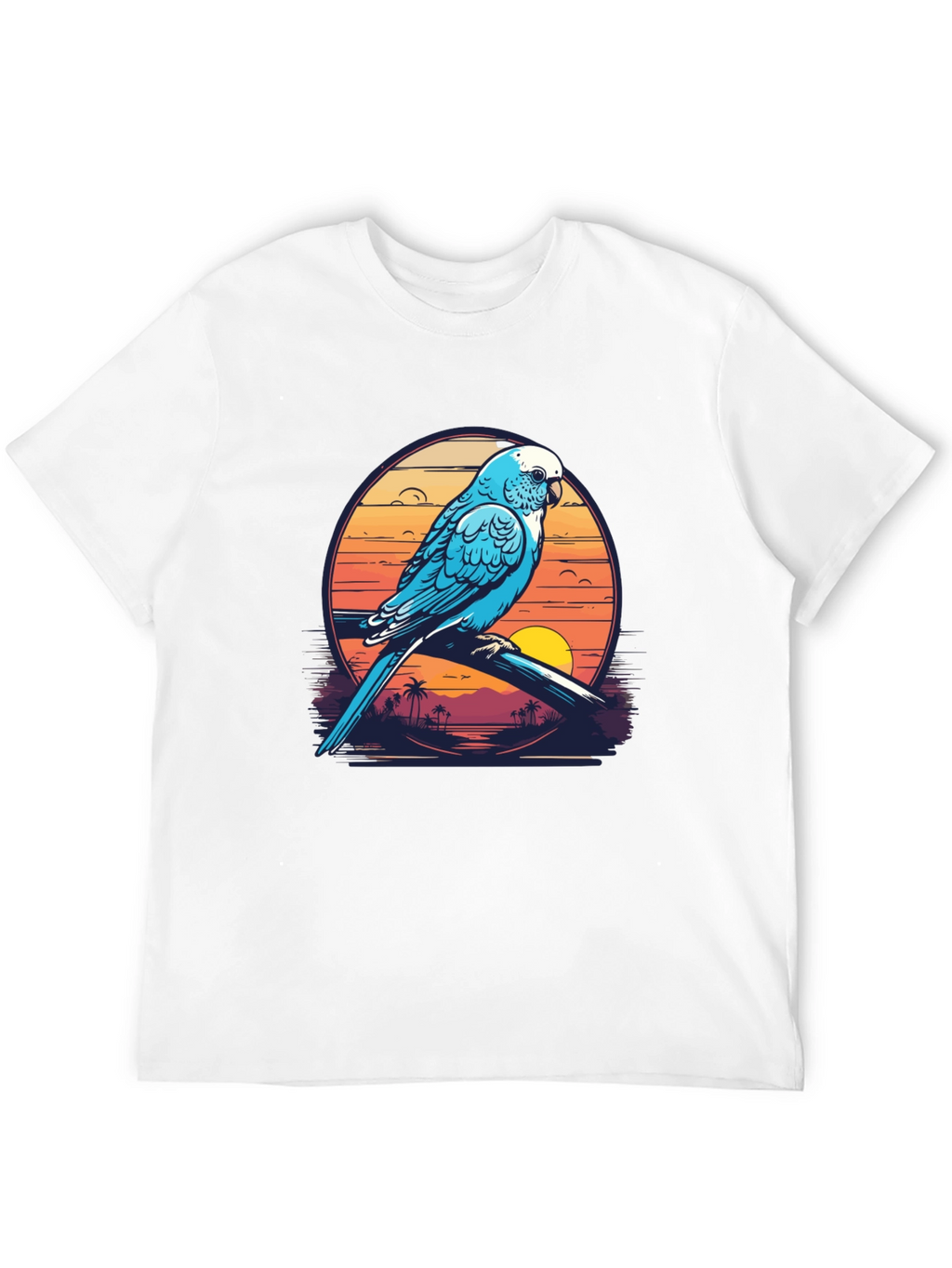 Tropical Parrot T-Shirt: Island Sunset Vibes