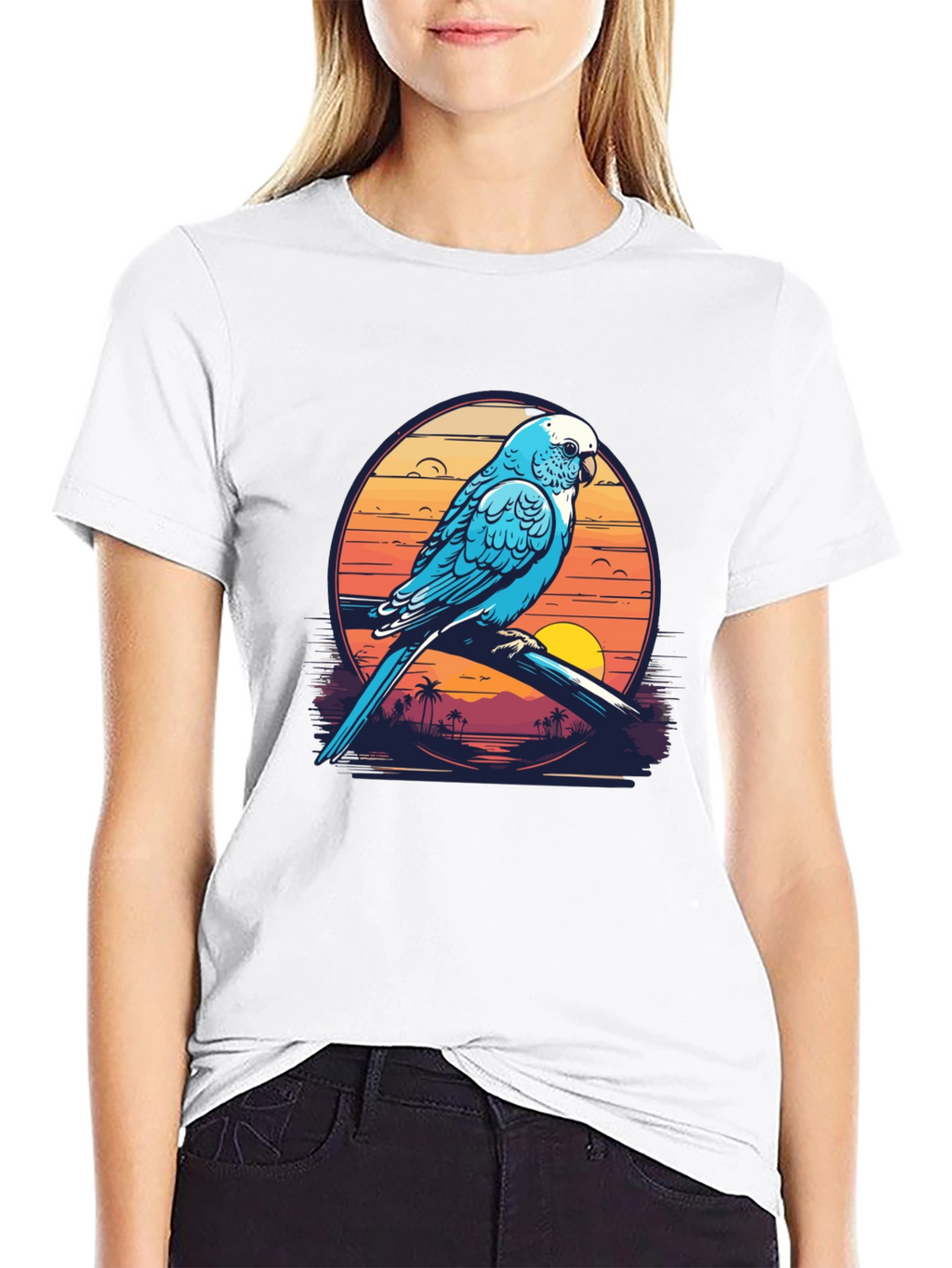 Tropical Parrot T-Shirt: Island Sunset Vibes