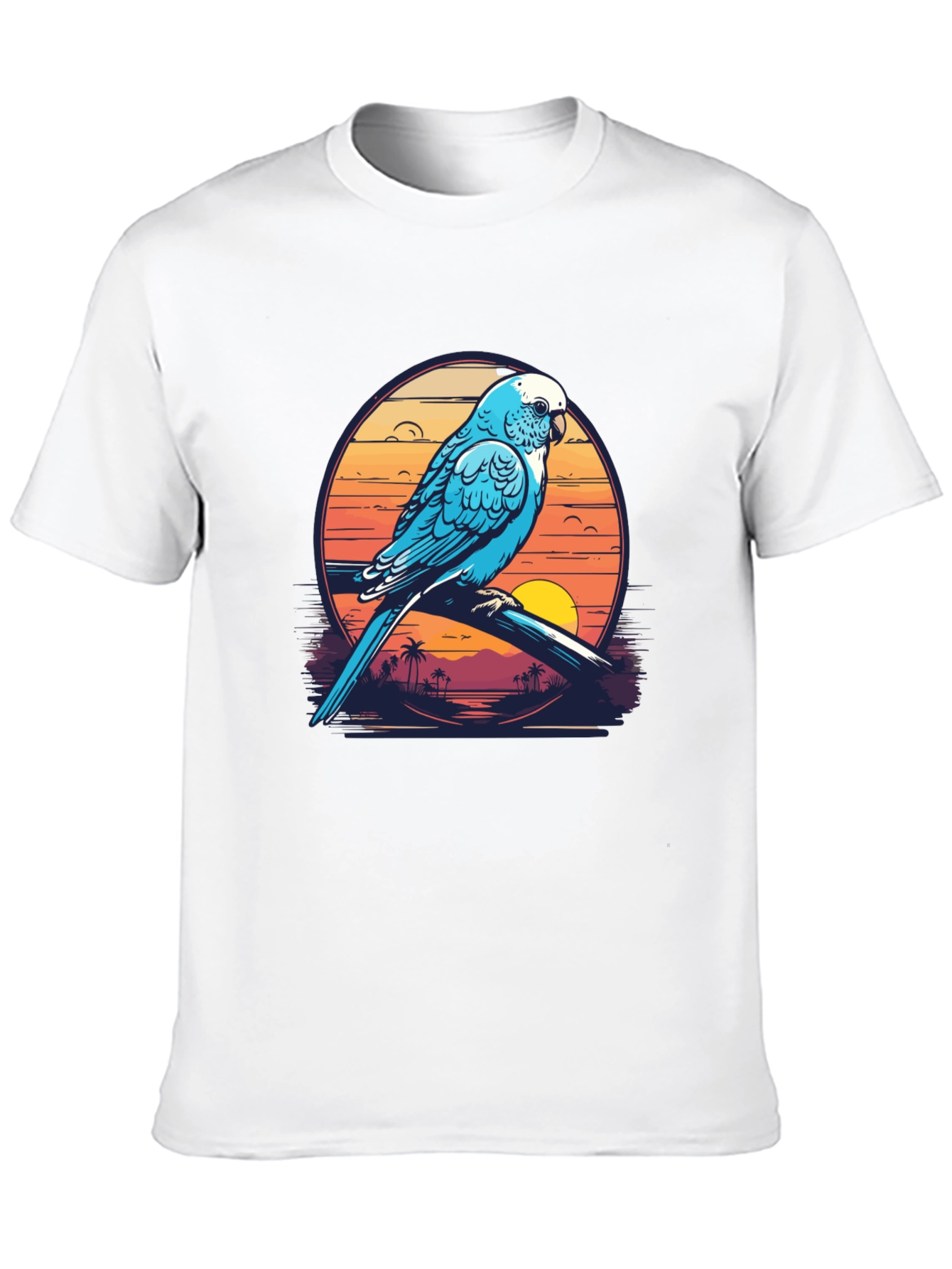 Tropical Parrot T-Shirt: Island Sunset Vibes