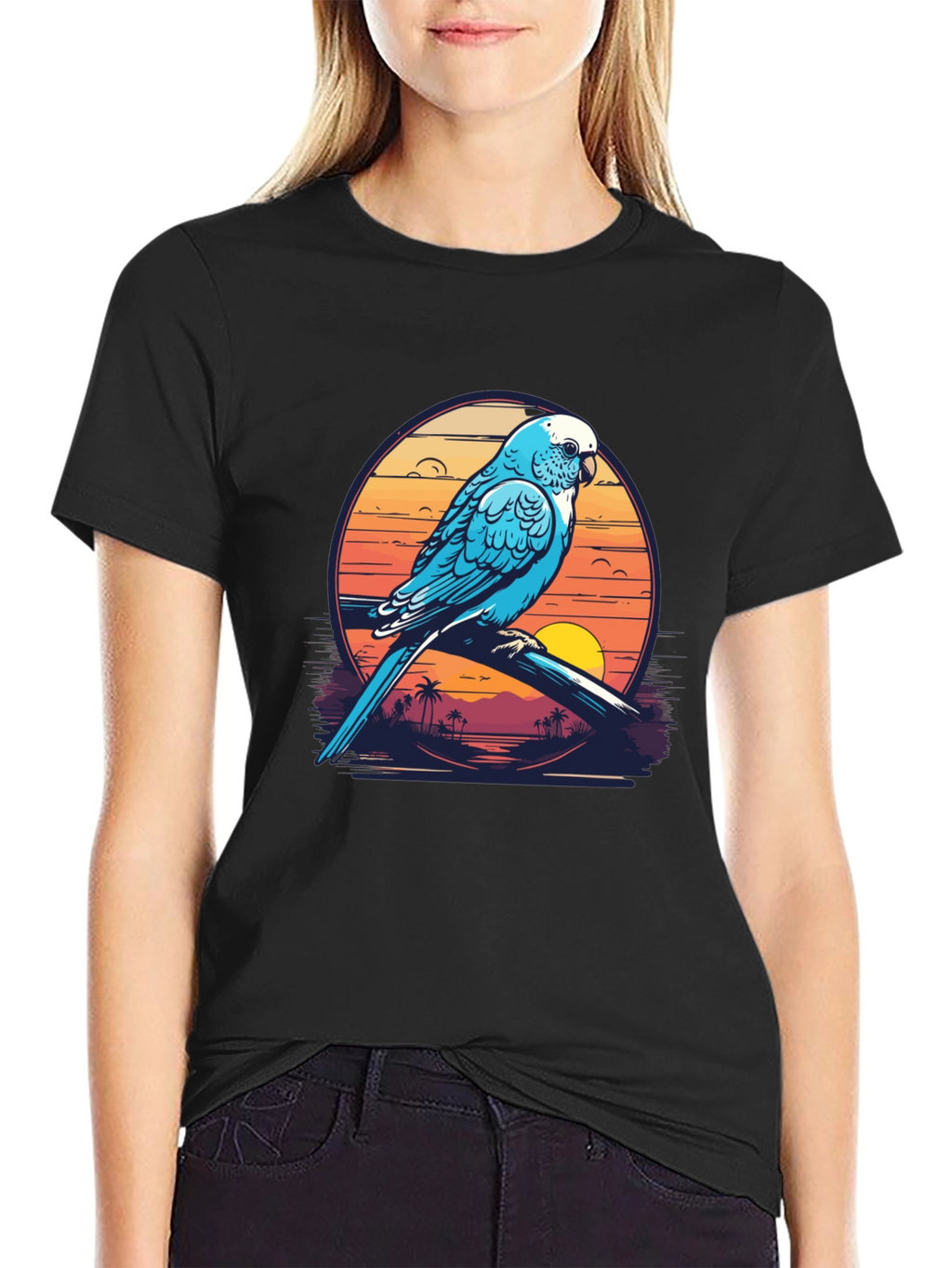 Tropical Parrot T-Shirt: Island Sunset Vibes