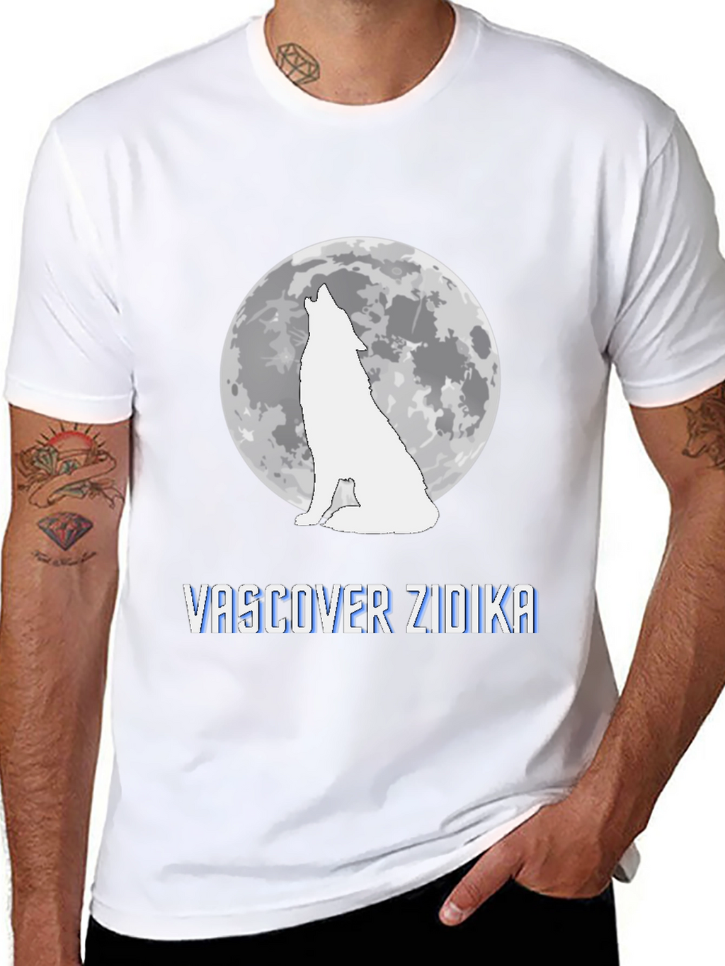 Wolf Howling at Moon Graphic Tee - Vascover Zidika