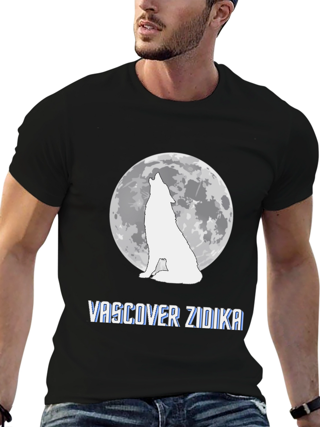 Wolf Howling at Moon Graphic Tee - Vascover Zidika