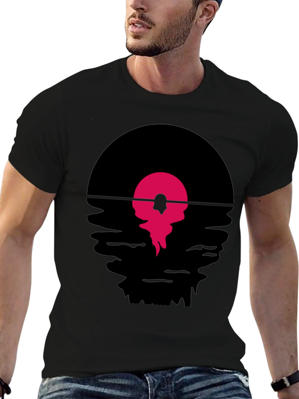 Retro Vinyl Record Sunset Graphic T-Shirt