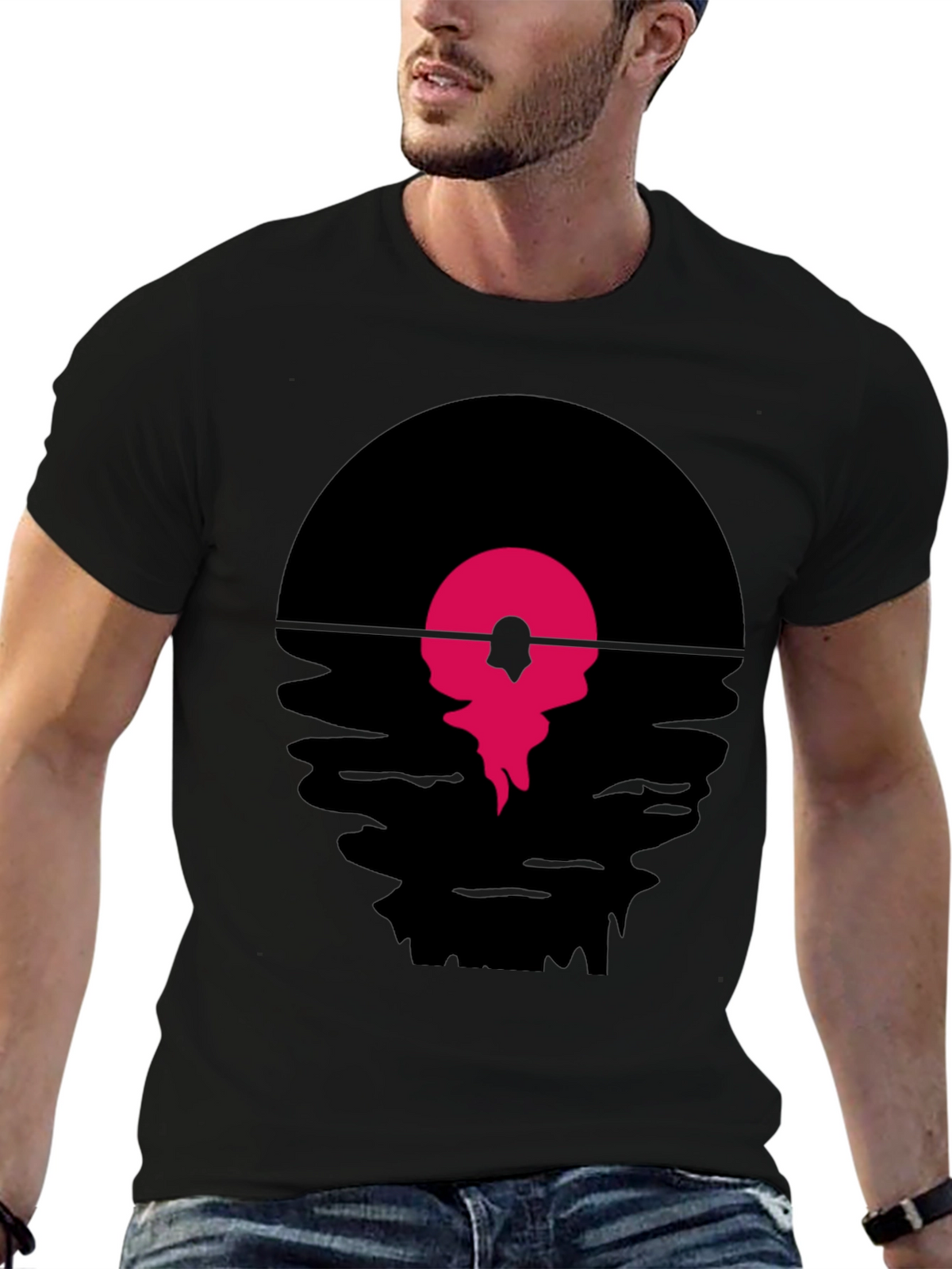 Retro Vinyl Record Sunset Graphic T-Shirt