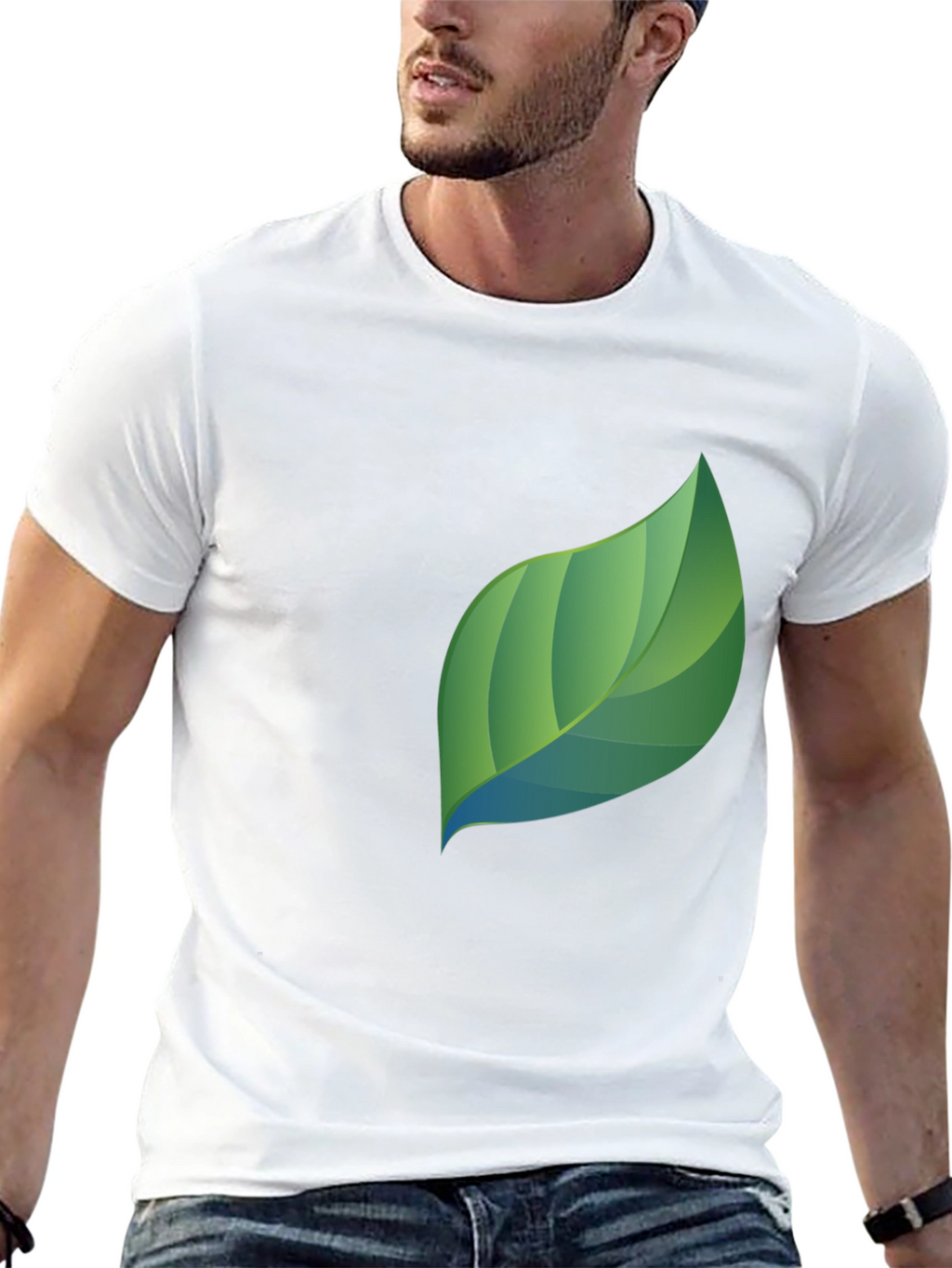 Modern Leaf Graphic Black T-Shirt