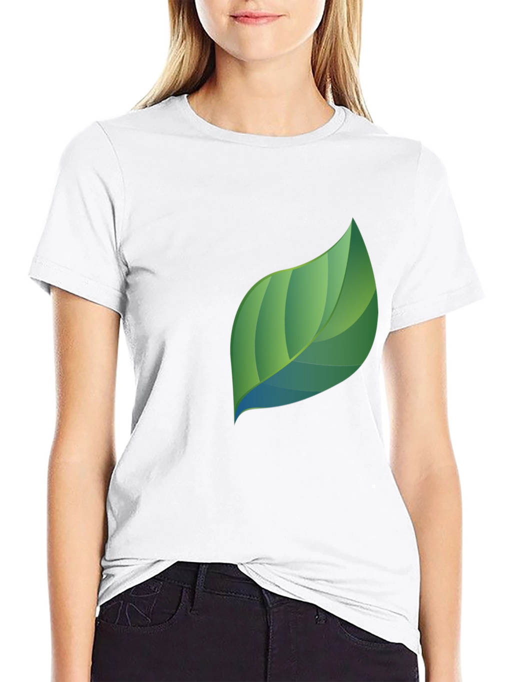 Modern Leaf Graphic Black T-Shirt