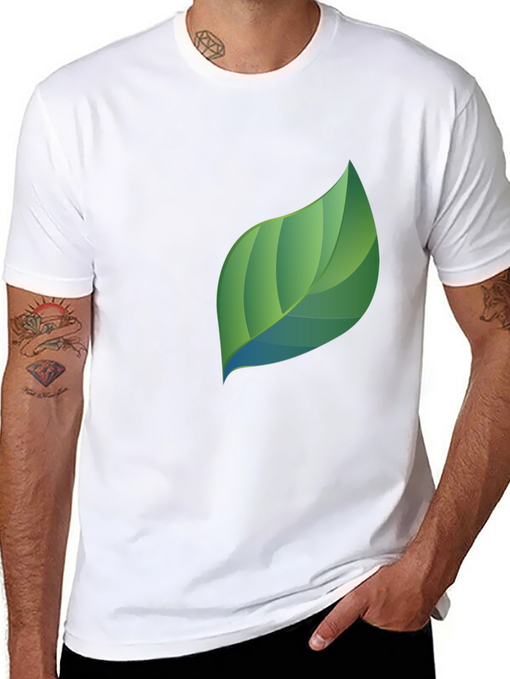 Modern Leaf Graphic Black T-Shirt