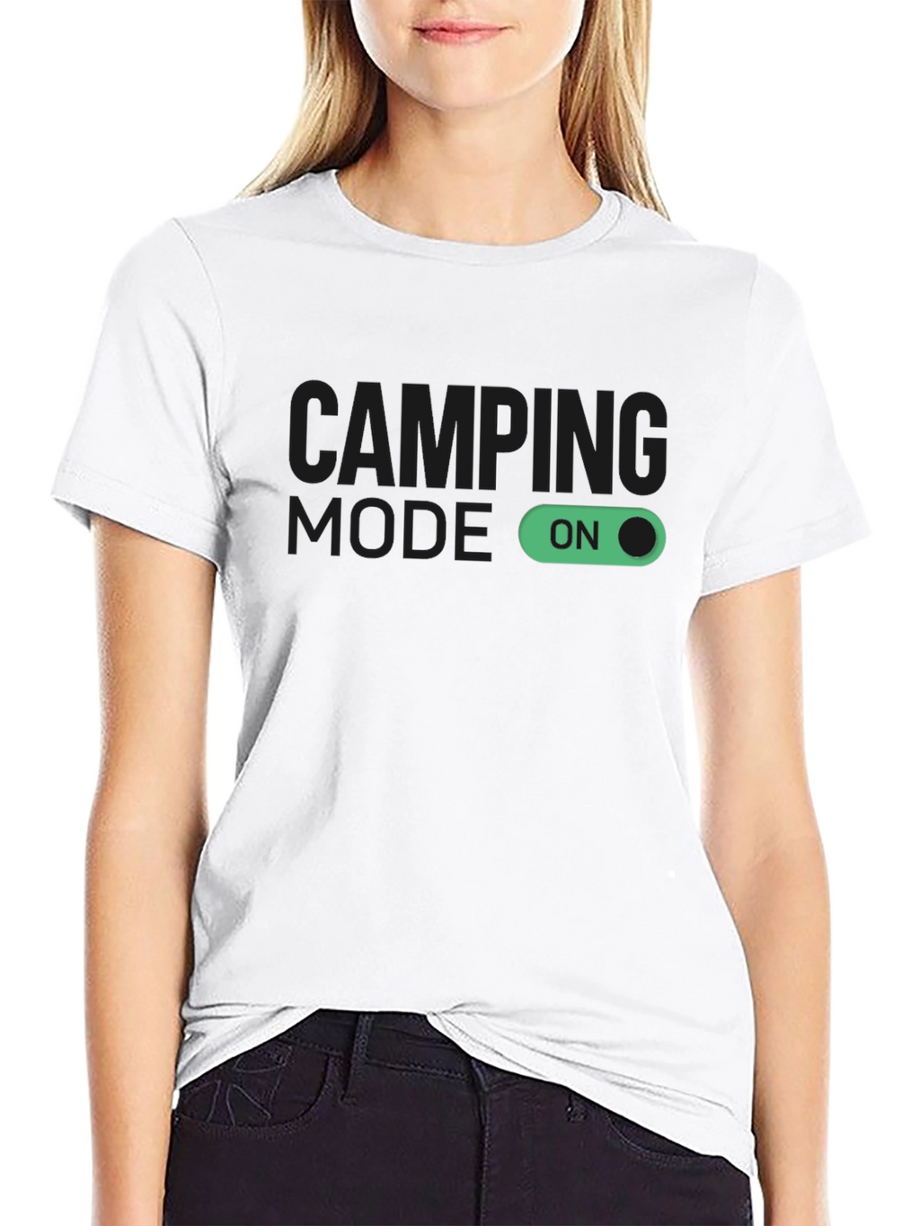 Camping Mode On Black T-Shirt