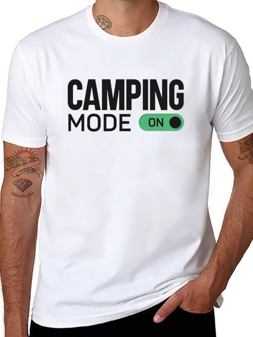 Camping Mode On Black T-Shirt