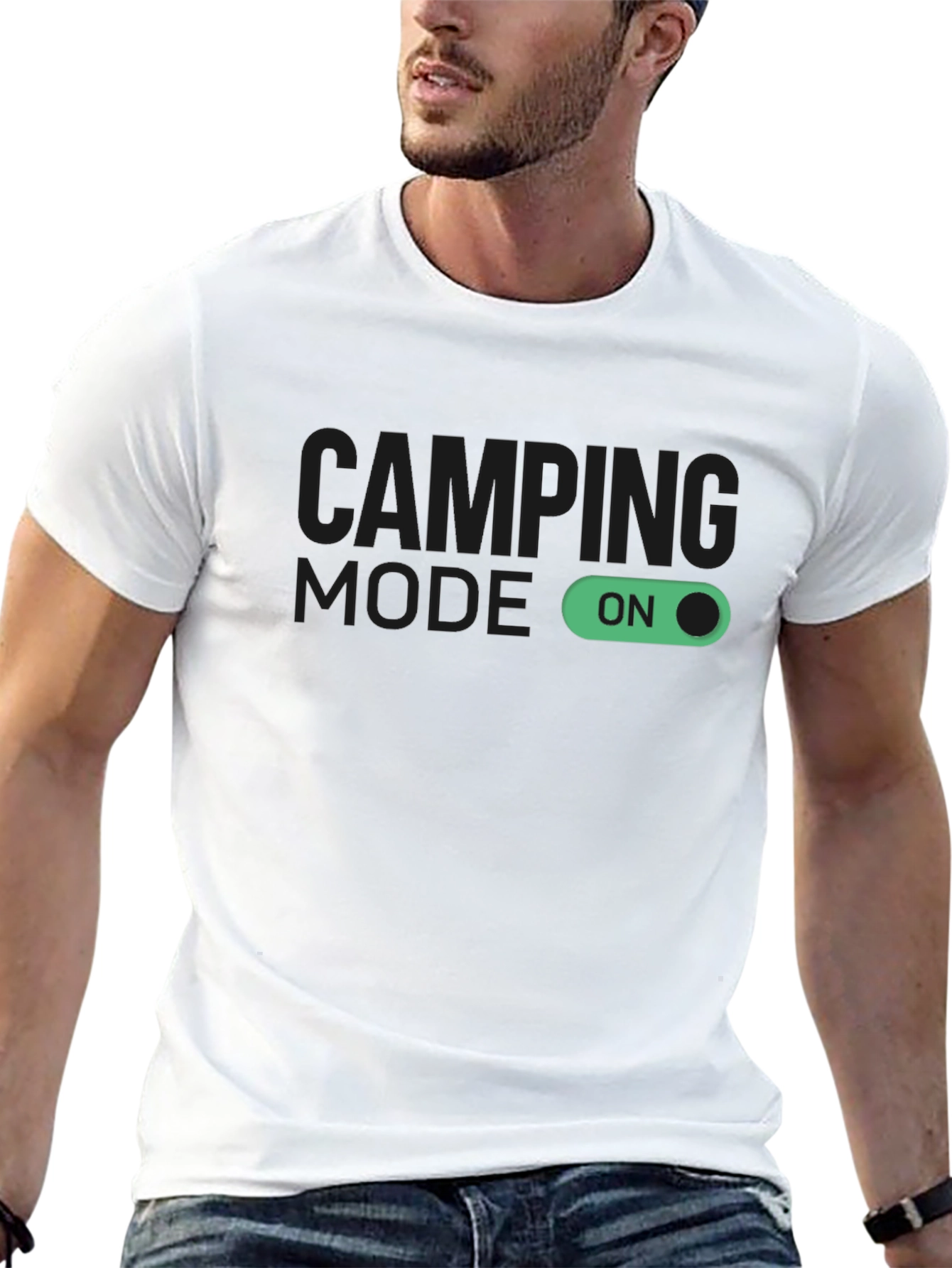 Camping Mode On Black T-Shirt
