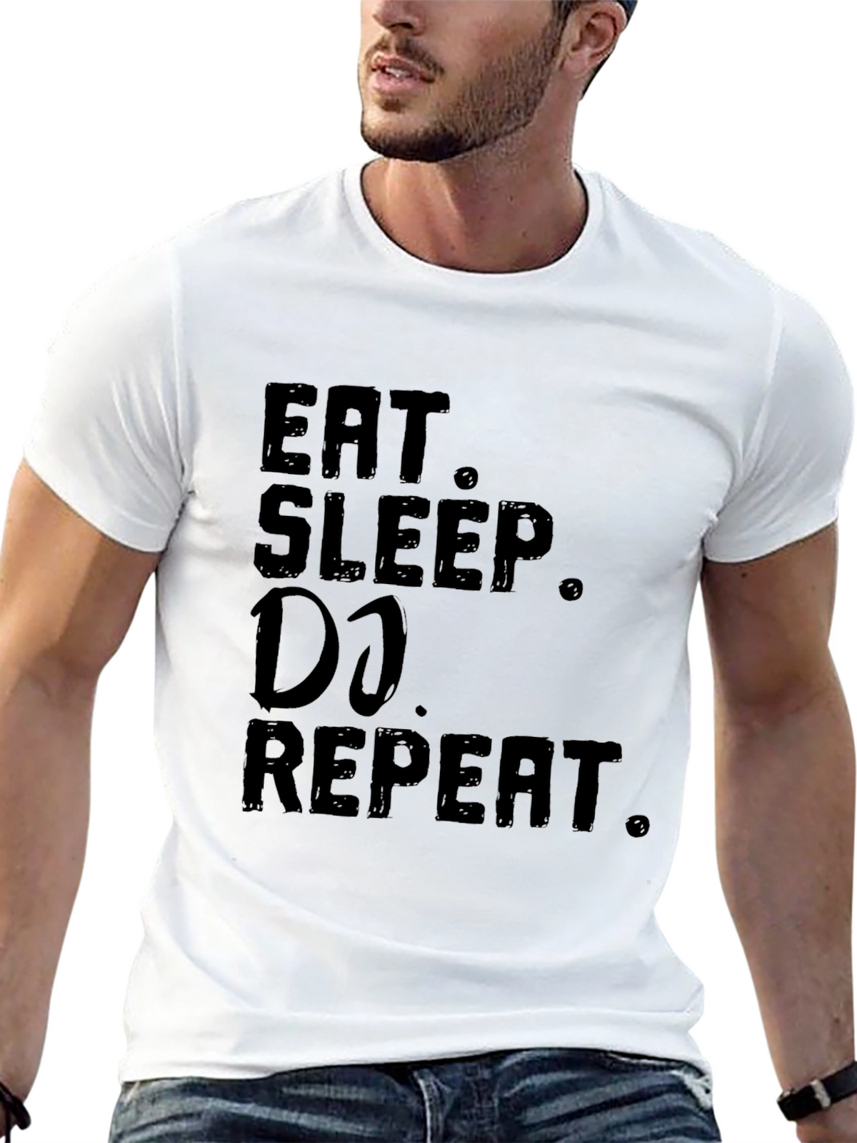 Eat Sleep DJ Repeat Black Graphic Tee