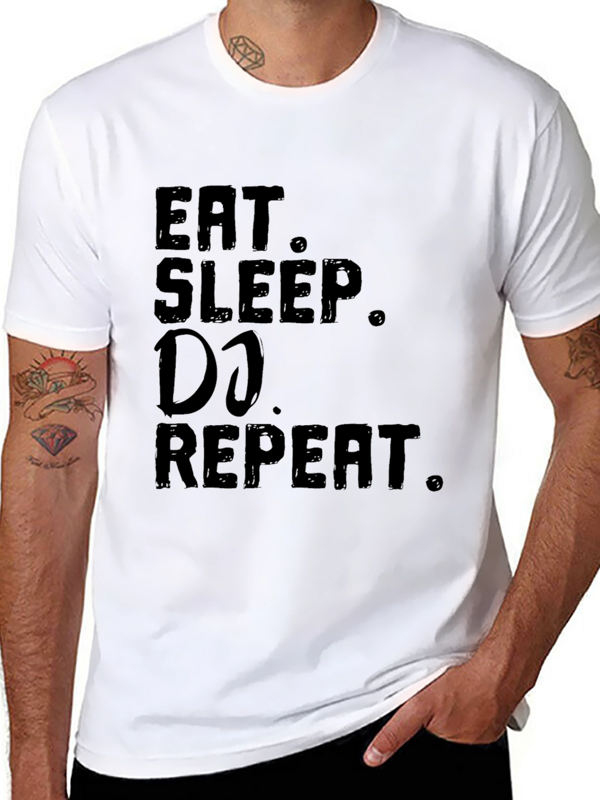 Eat Sleep DJ Repeat Black Graphic Tee