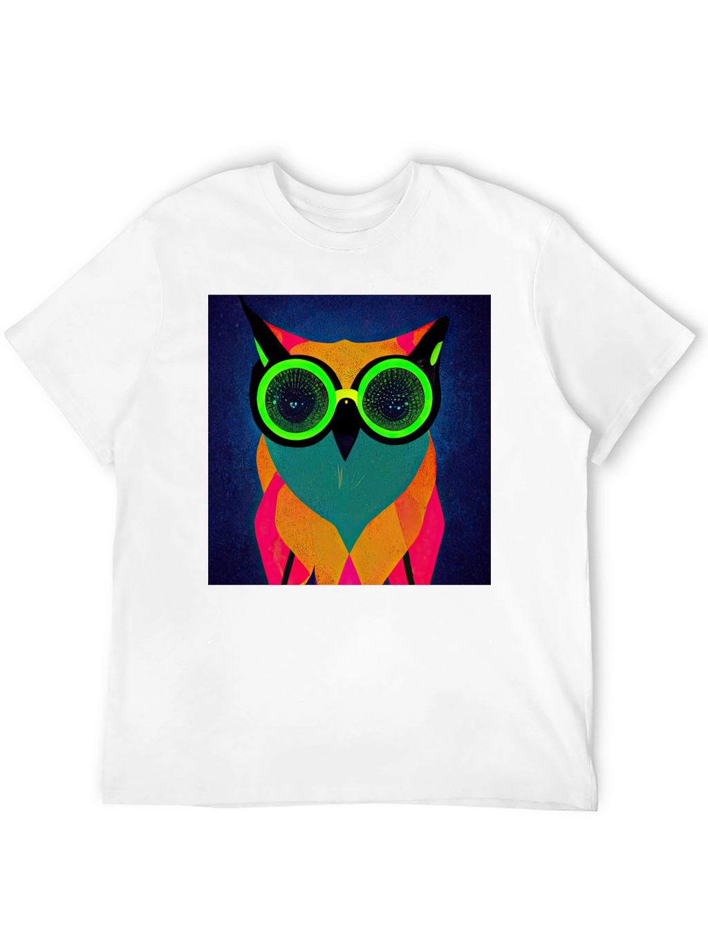 Neon Owl Graphic Tee - Modern Art T-Shirt