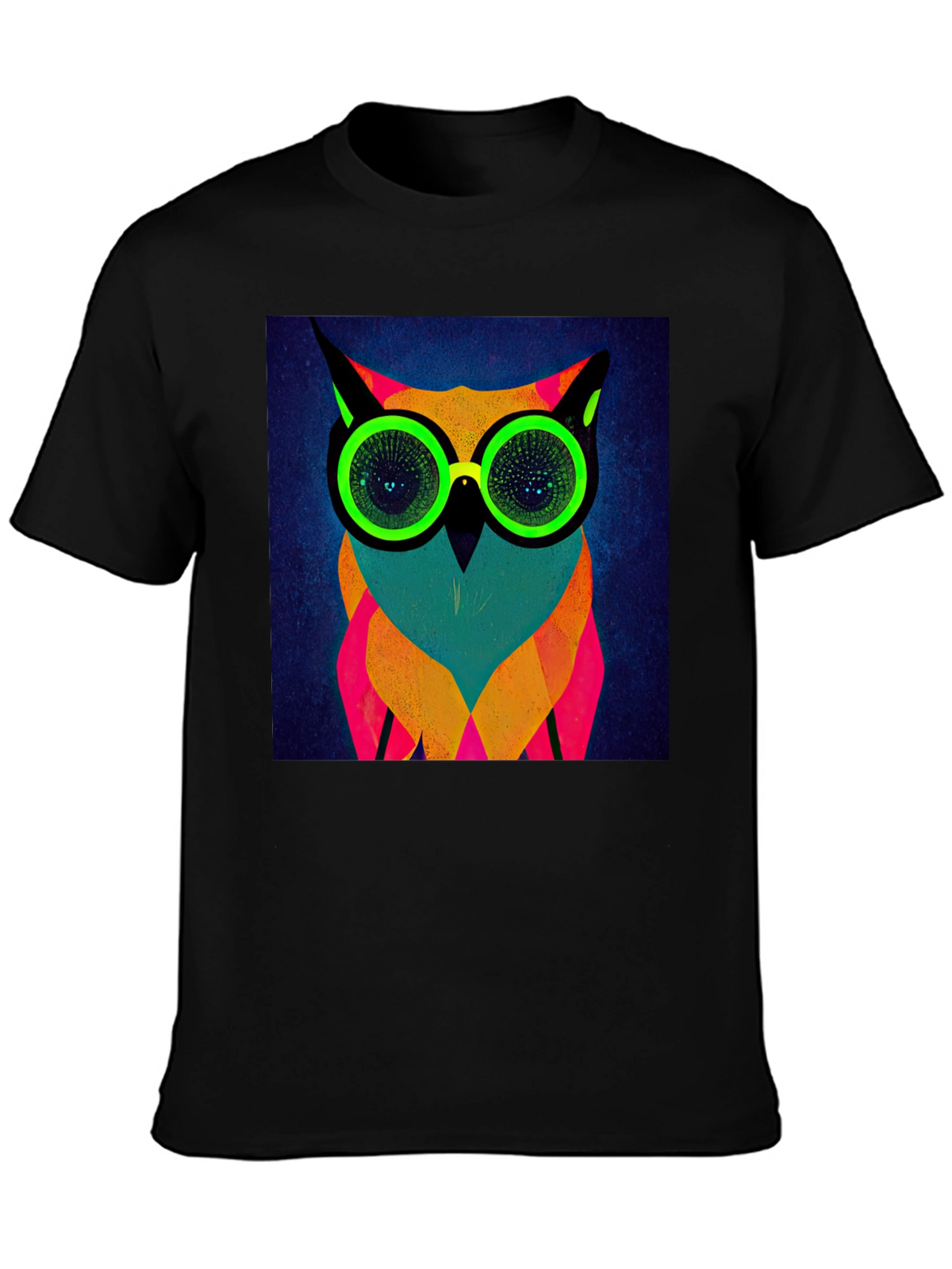 Neon Owl Graphic Tee - Modern Art T-Shirt
