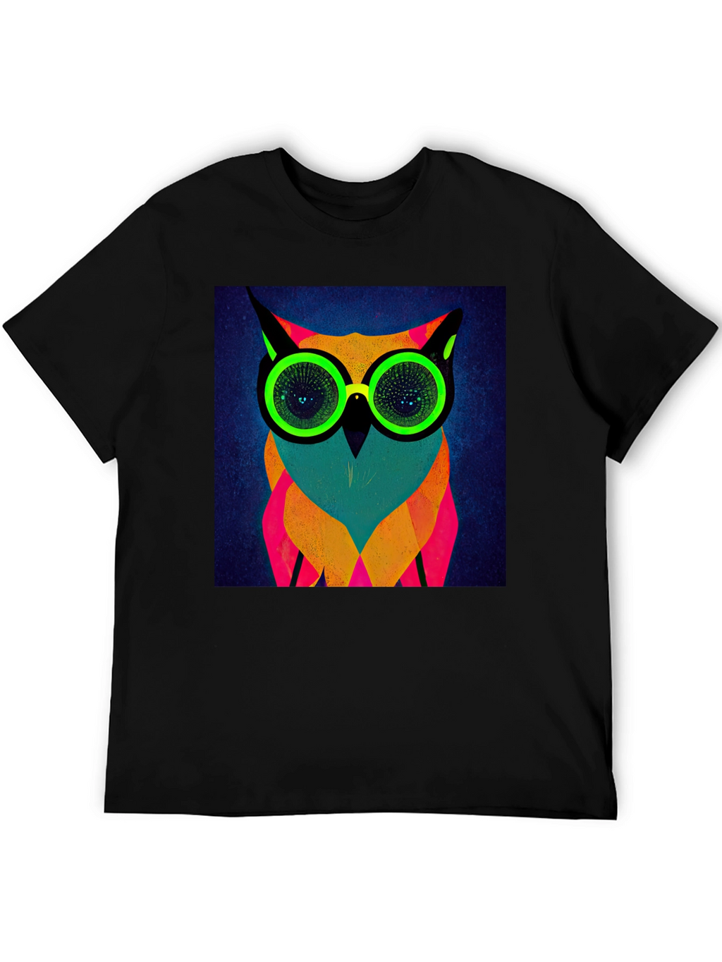 Neon Owl Graphic Tee - Modern Art T-Shirt