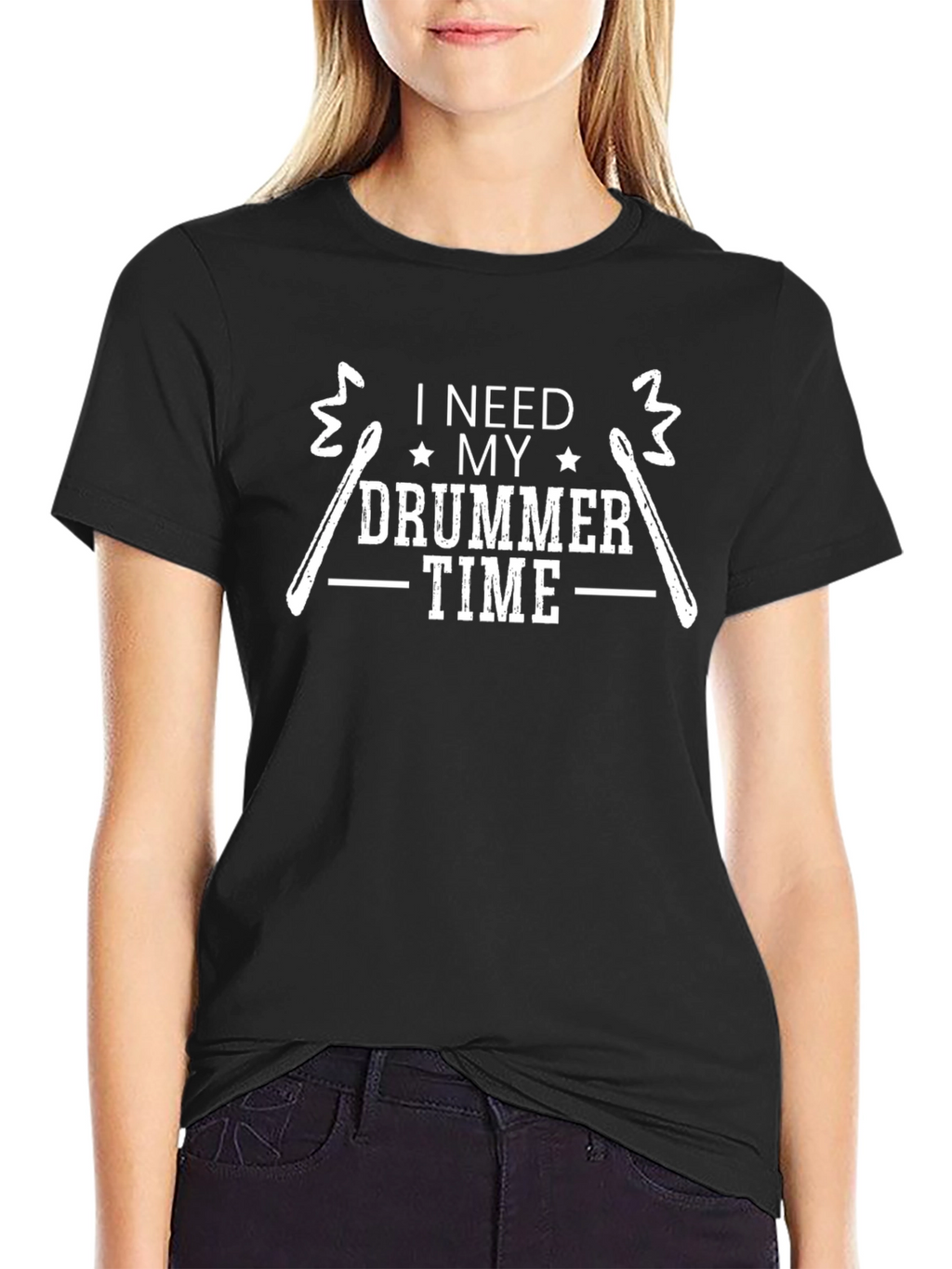 I Need My Drummer Time Black T-Shirt