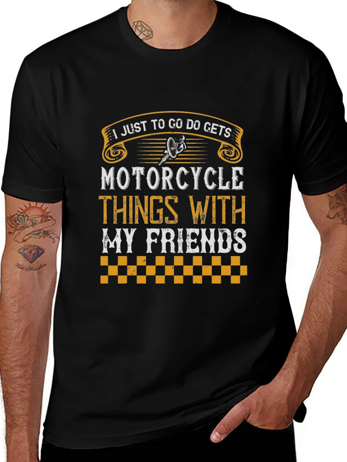 Motorcycle Friends Graphic T-Shirt - Black