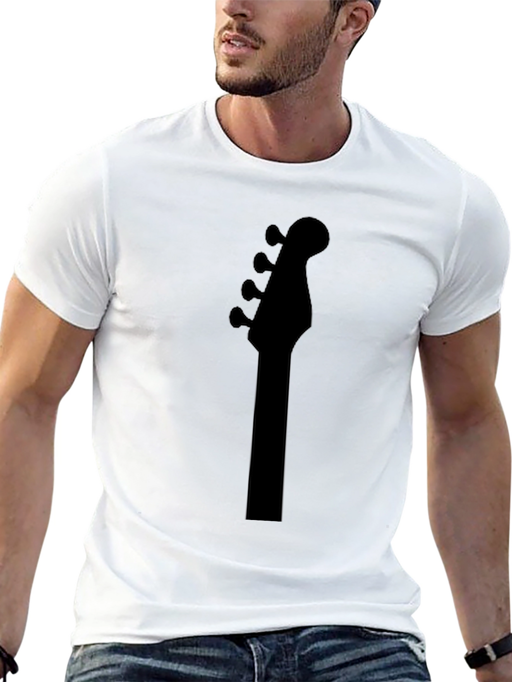 Bass Guitar Headstock T-Shirt - Black
