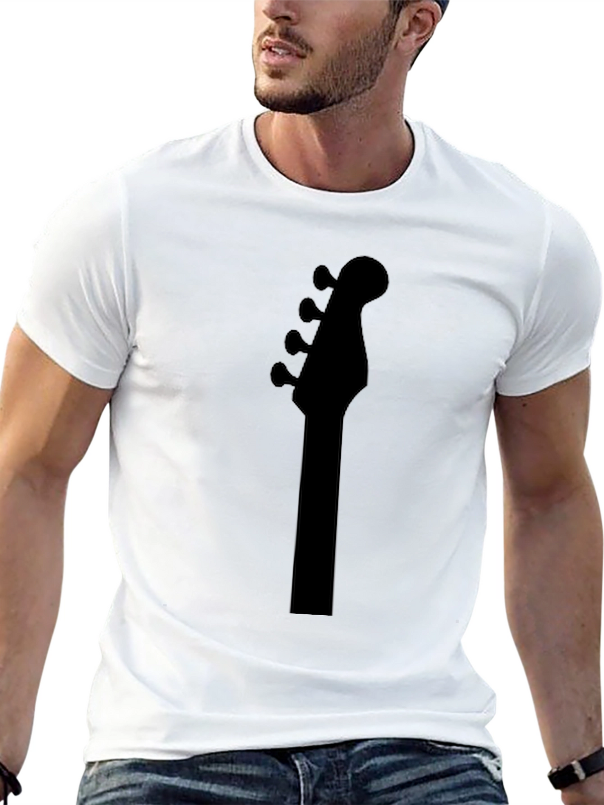 Bass Guitar Headstock T-Shirt - Black
