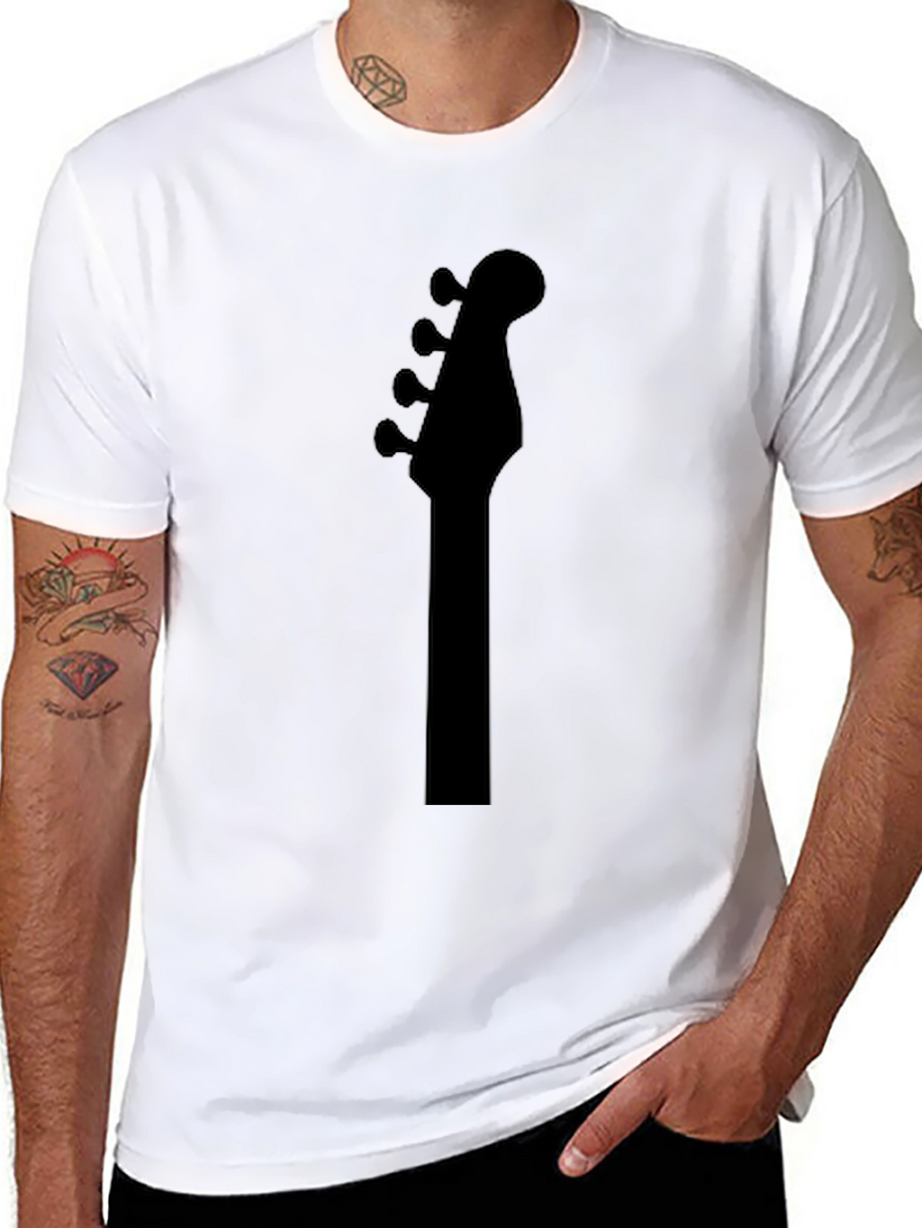 Bass Guitar Headstock T-Shirt - Black