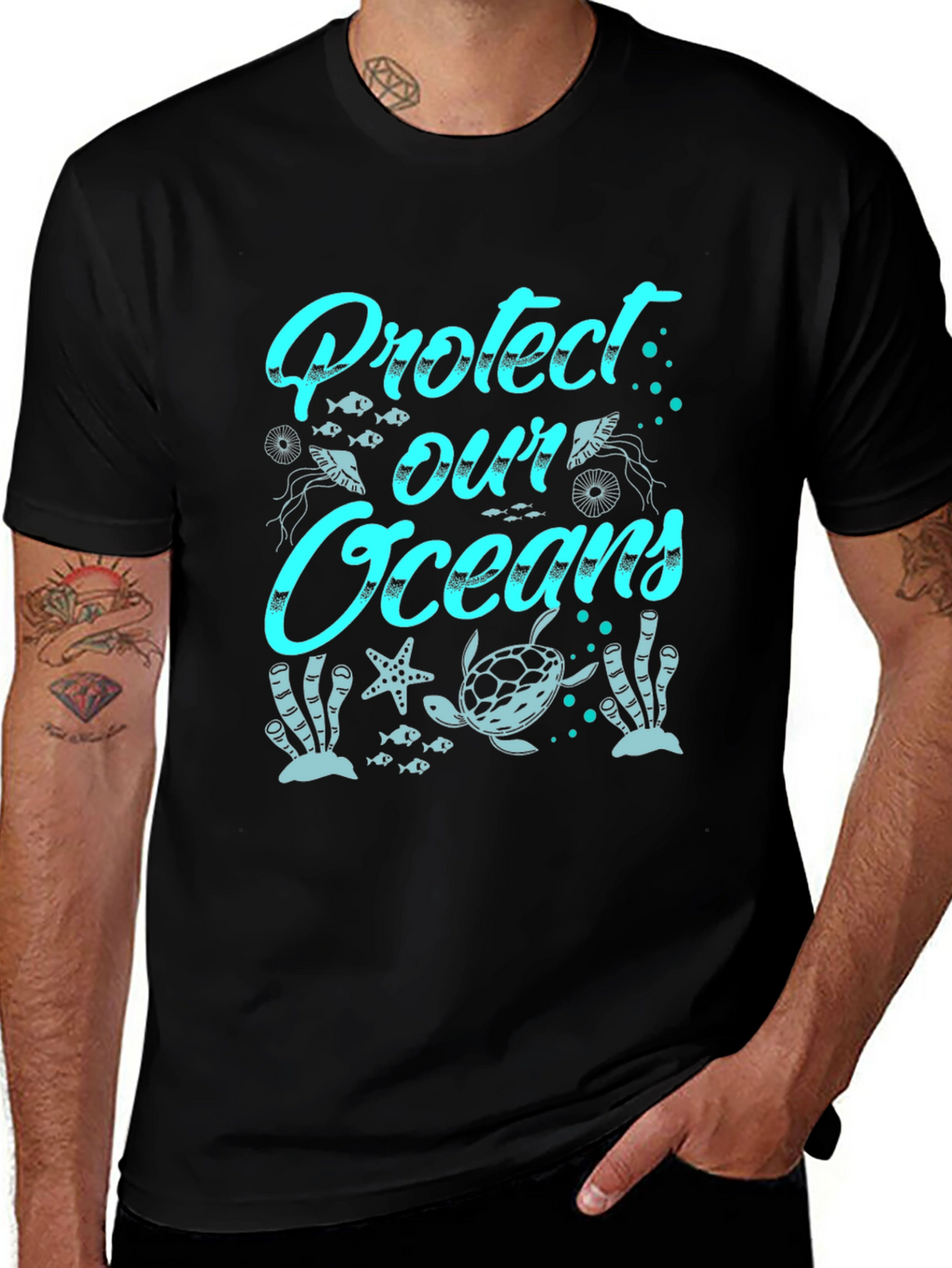 Protect Our Oceans Graphic Tee - Black