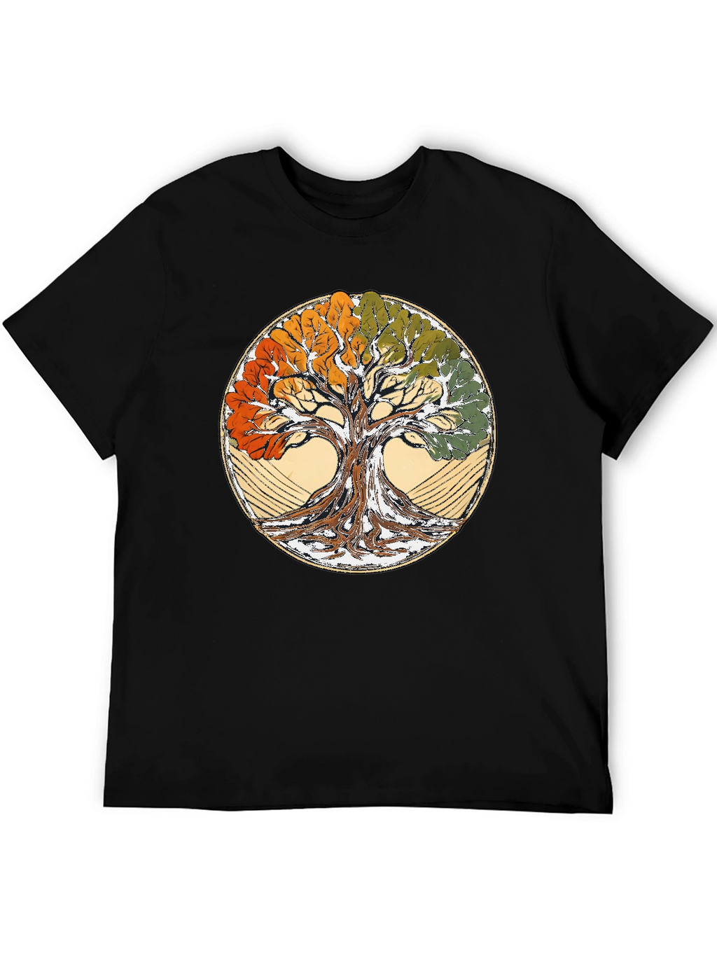 Four Seasons Tree of Life Black T-Shirt