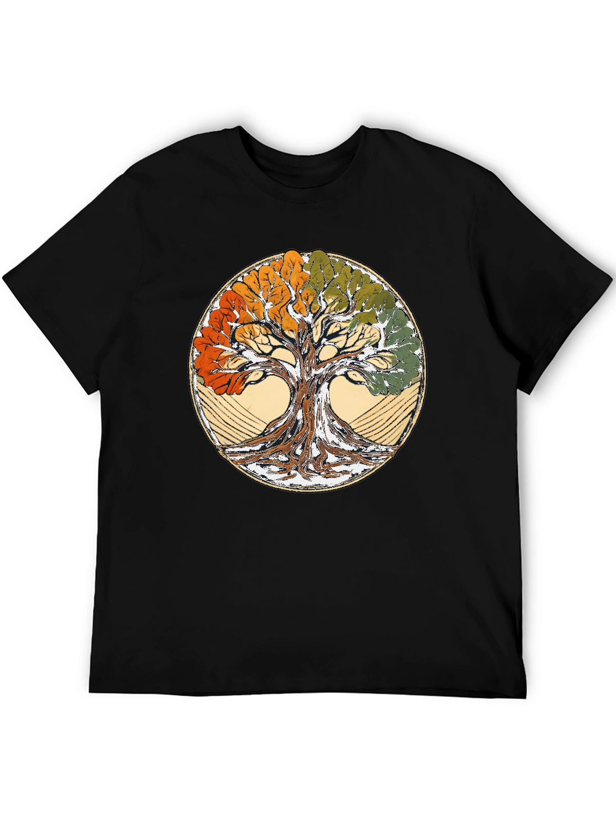 Four Seasons Tree of Life Black T-Shirt