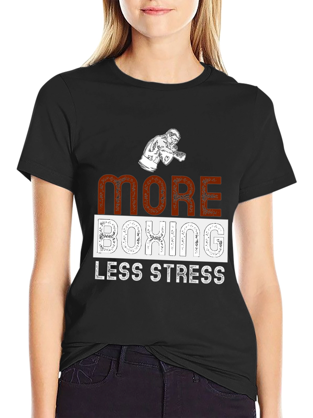 More Boxing Less Stress Graphic T-Shirt