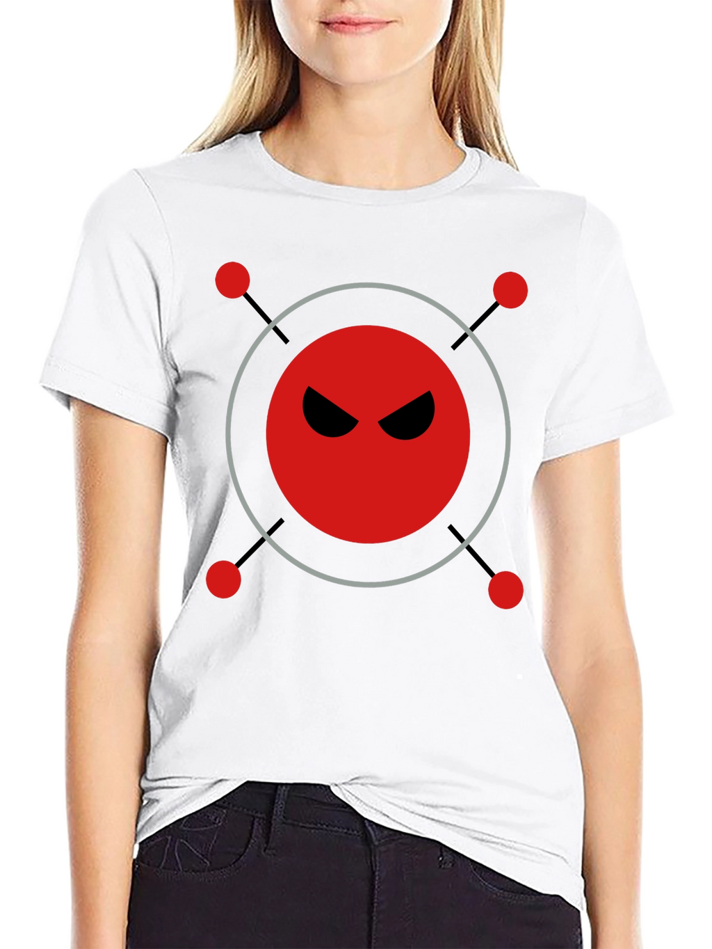 Mens Black T-Shirt with Evil Robot Design