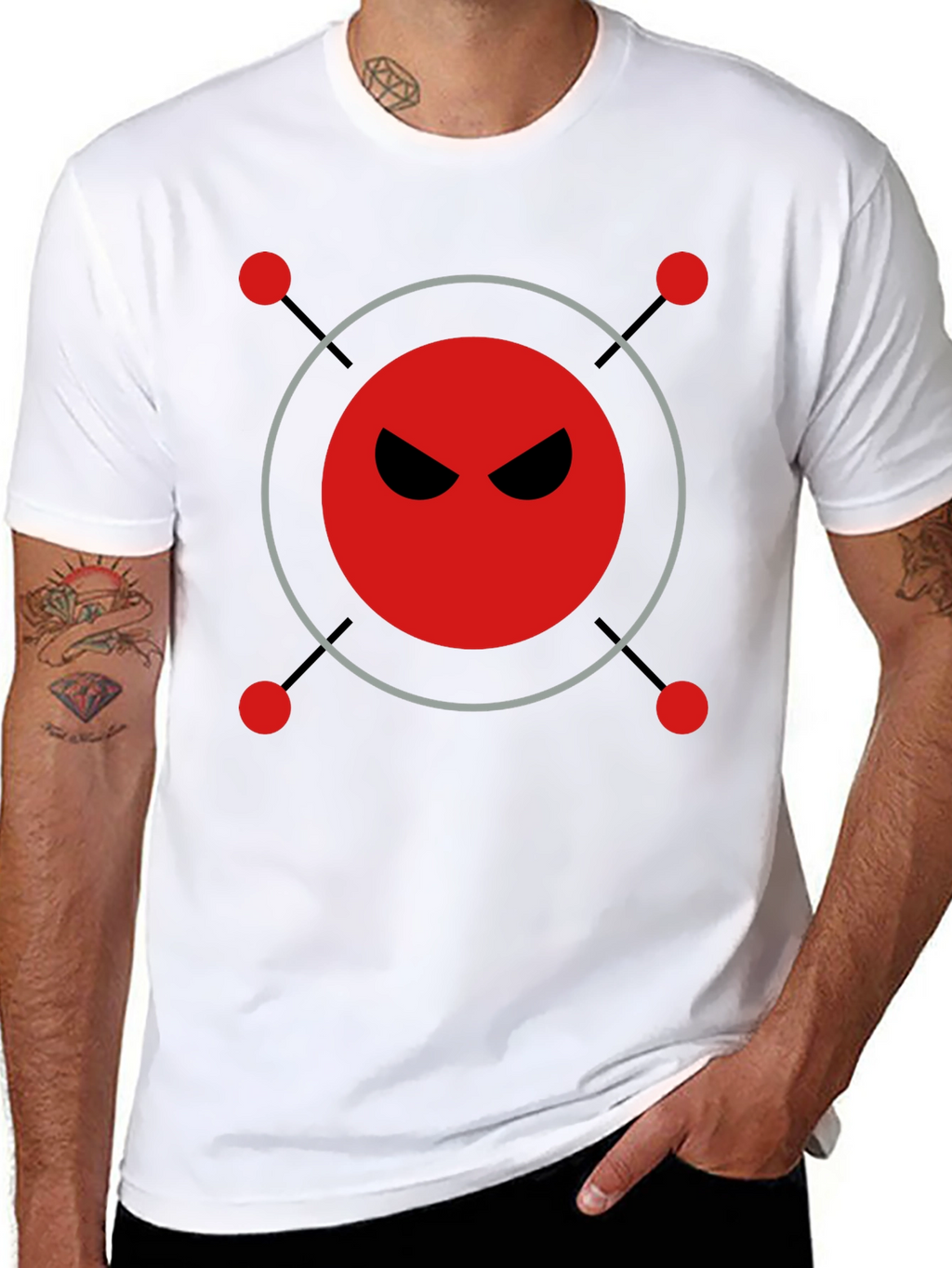 Mens Black T-Shirt with Evil Robot Design