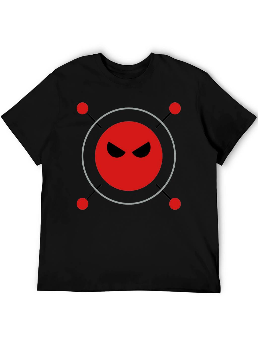Mens Black T-Shirt with Evil Robot Design