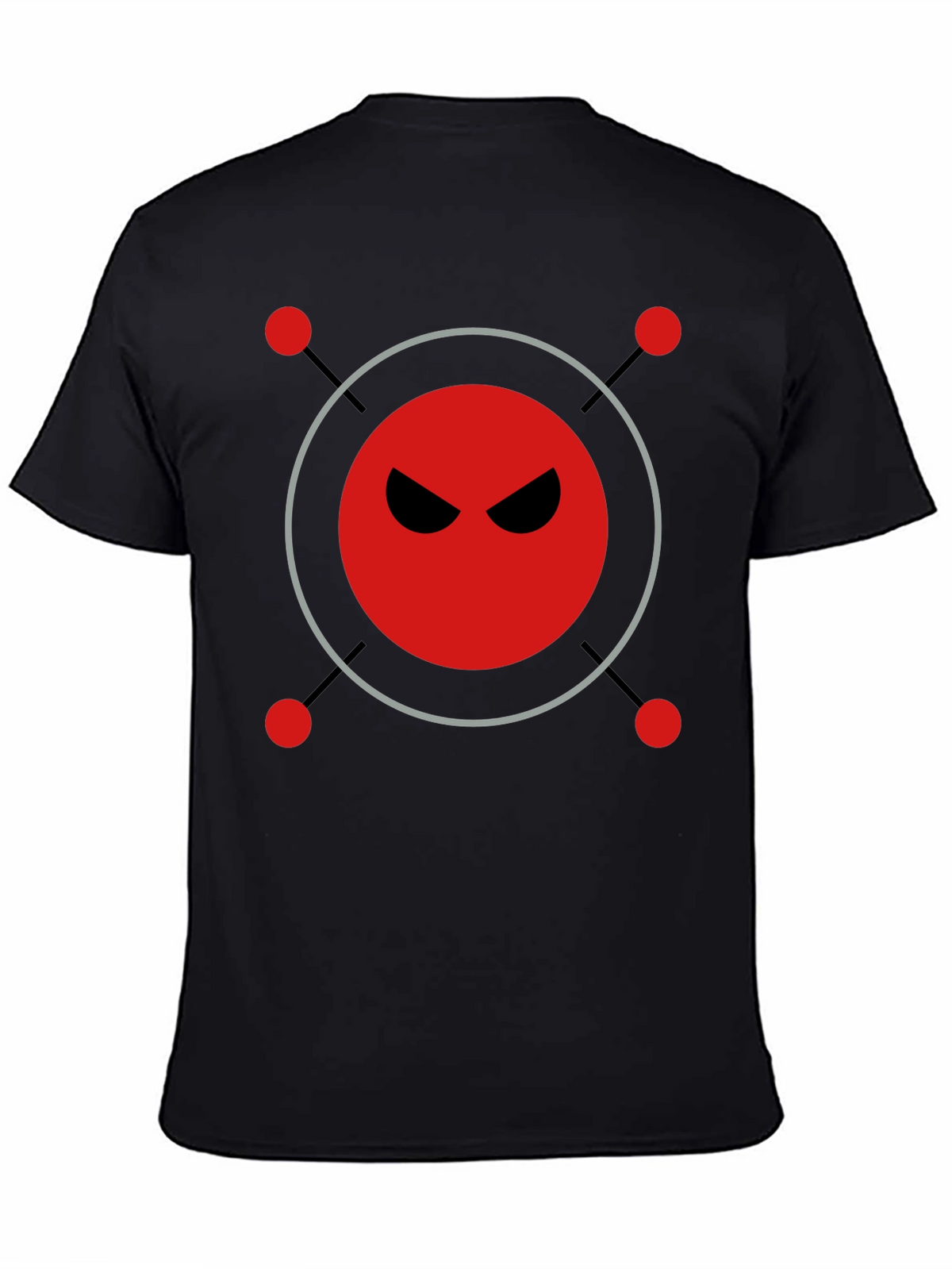 Mens Black T-Shirt with Evil Robot Design