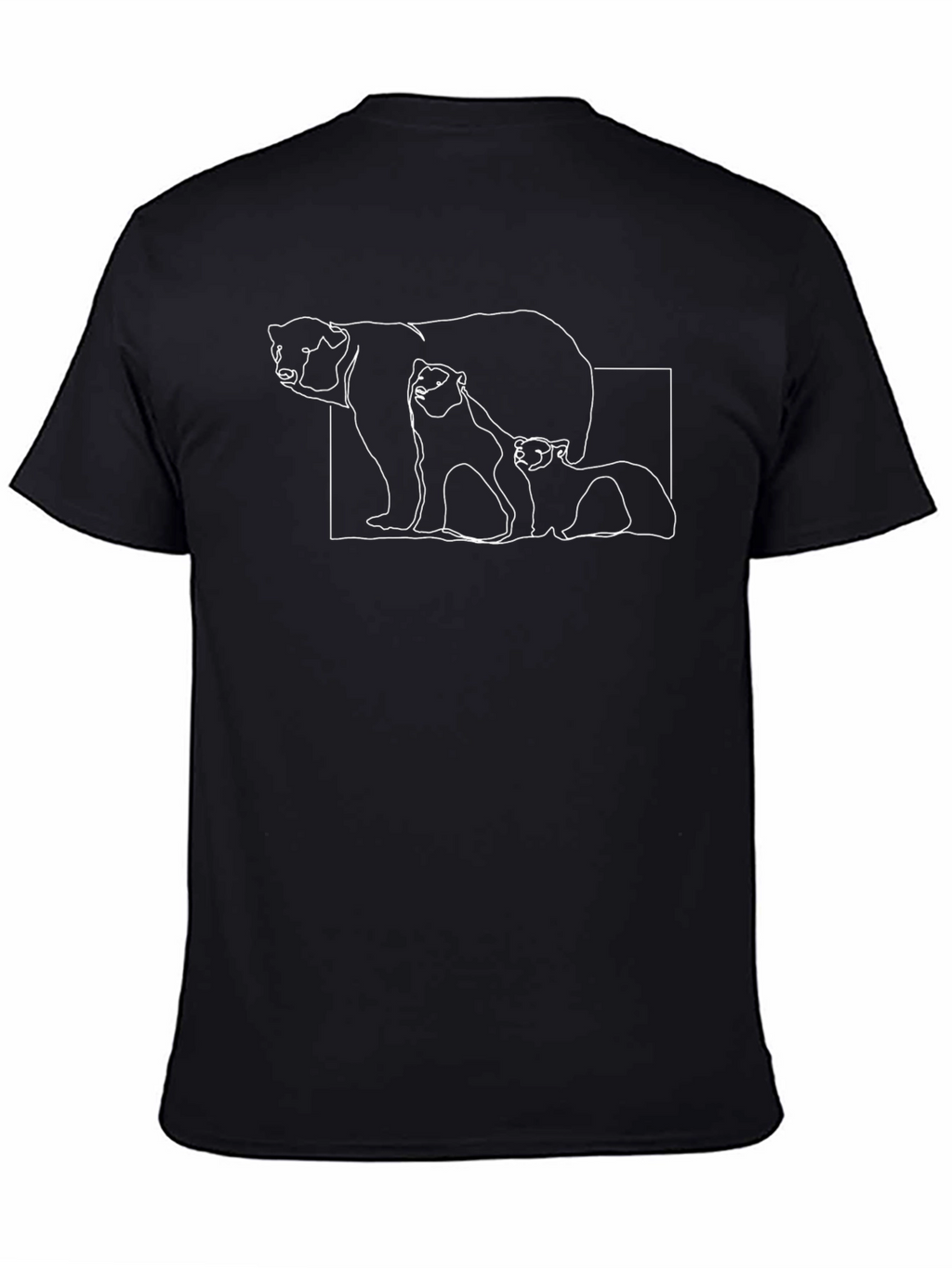 Bear Family Line Art Black Graphic Tee