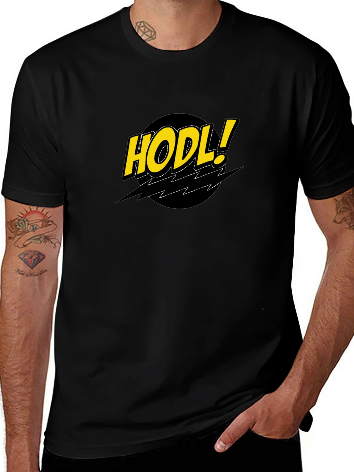 HODL! Comic Style Black Crypto T-Shirt