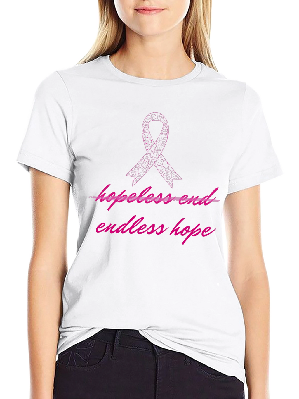 Endless Hope Ribbon Graphic Tee - Black
