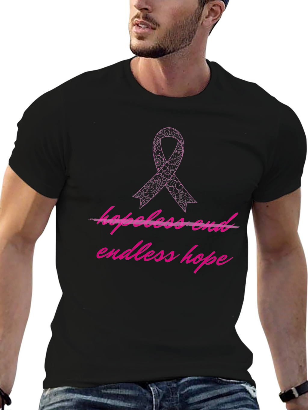 Endless Hope Ribbon Graphic Tee - Black