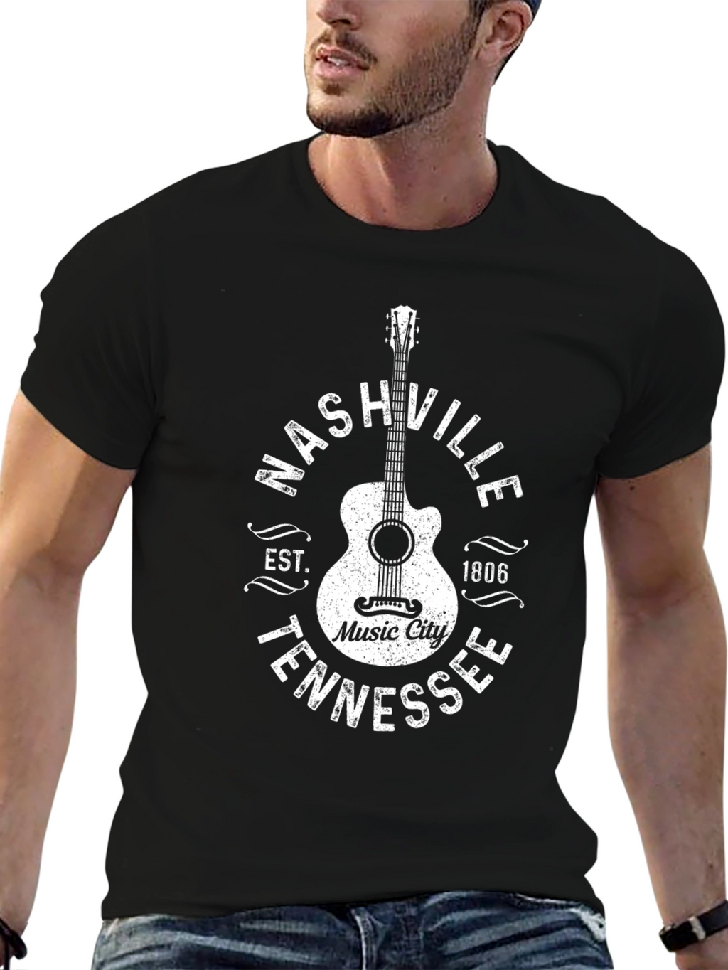 Nashville Tennessee Music City Guitar T-Shirt